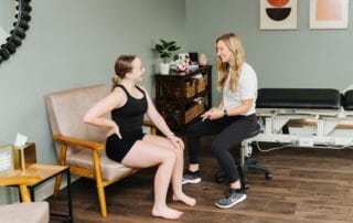 physical therapist discussing REDS with a patient